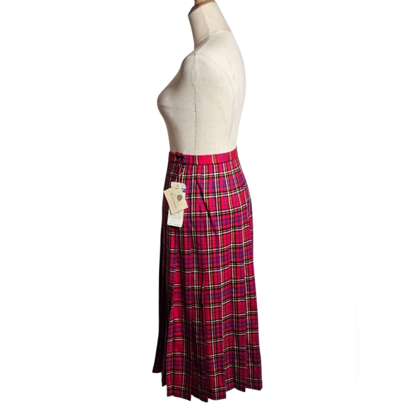 Pendleton Plaid Red Women's Vintage Pleated Midi Skirt NWT - Picture 5 of 8